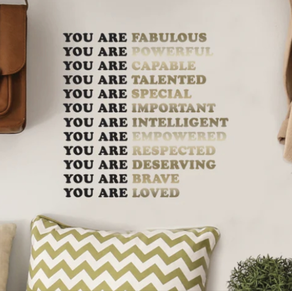 You Are Affirmations Wall Decal, Translucent , Removable Wall Stciker